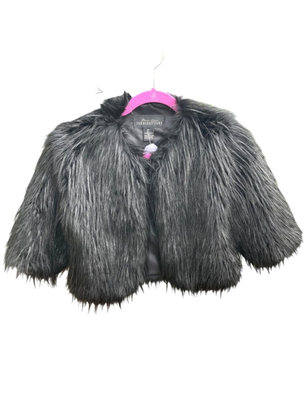 Donna Salyers Fabulous Furs Faux Fur Cropped Bolero Jacket Black Size M